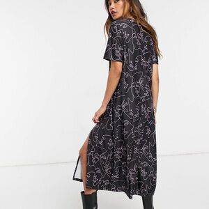 Abstract Face Print Dress in Black and Pink